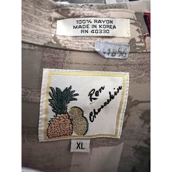 Mens Hawaiian Floral Button Up Camp Shirt XL Pocket Retro Classic Vintage Cars - Picture 9 of 9